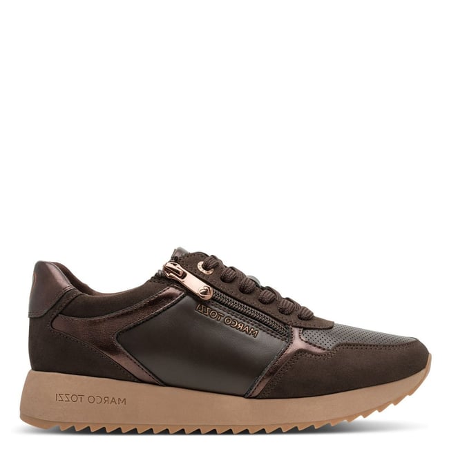 Basket à talon marron mocca combiné <span itemprop=