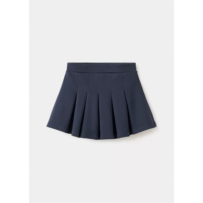 Jupe-short plissée bleu marine <span itemprop=