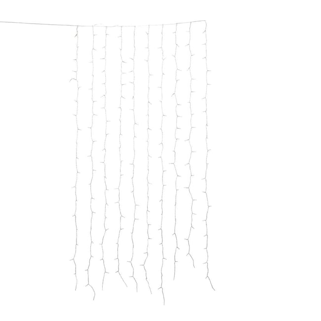 Rideau lumineux de façade d'extérieur 1 x 2 m 200 LED blanc froid avec minuteur sur secteur Couleur unique <span itemprop=