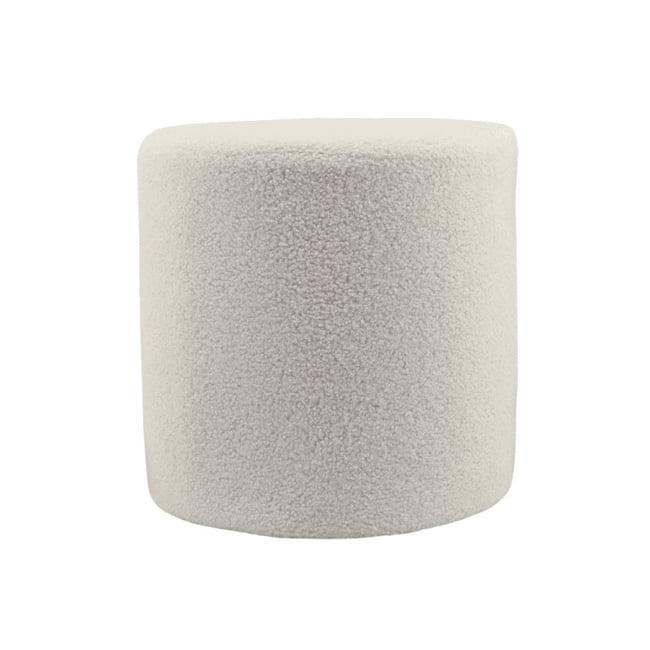 Pouf rond en tissu bouclette 33cm Couleur blanc <span itemprop=