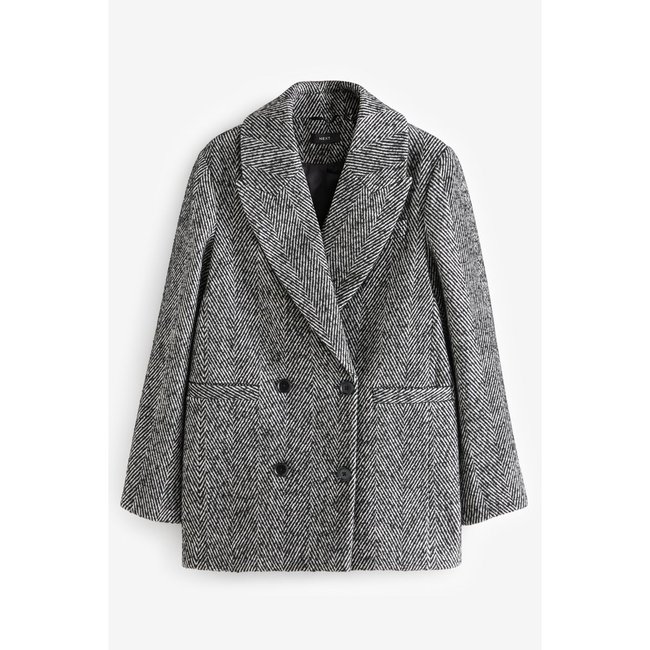 Blazer manteau col tailleur noir/blanc <span itemprop=