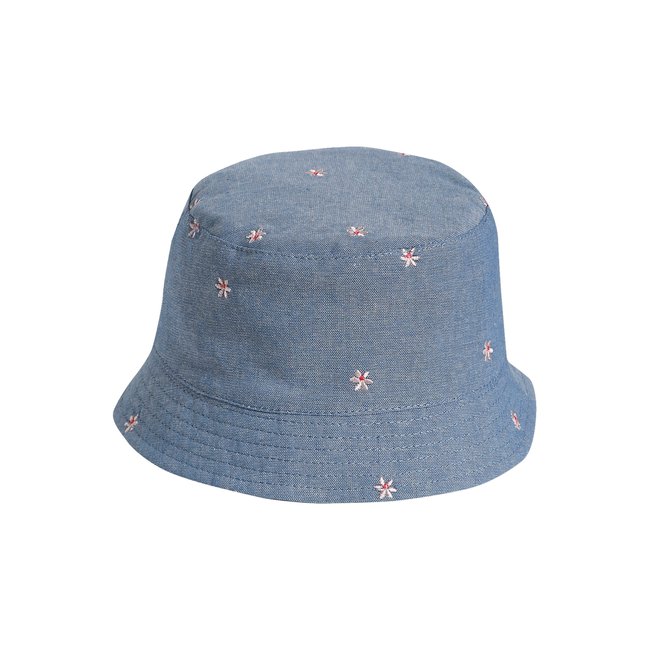Bob en denim et fleurs brodées bleu jean <span itemprop=