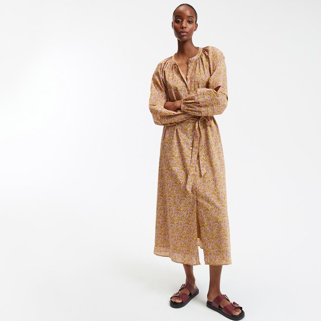 Floral full maxi dress with balloon sleeves, multi-coloured, LA REDOUTE COLLECTIONS