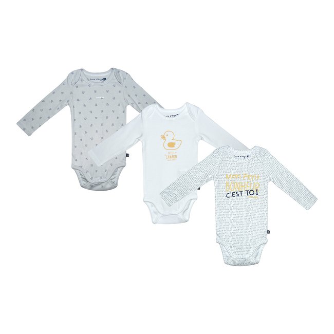 Lot de 3 bodies paulalex manches longues gris <span itemprop=