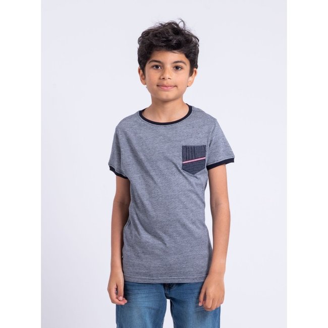 T-shirt Manches Courtes Col Rond Pur Coton Nabastil-j bleu marine <span itemprop=