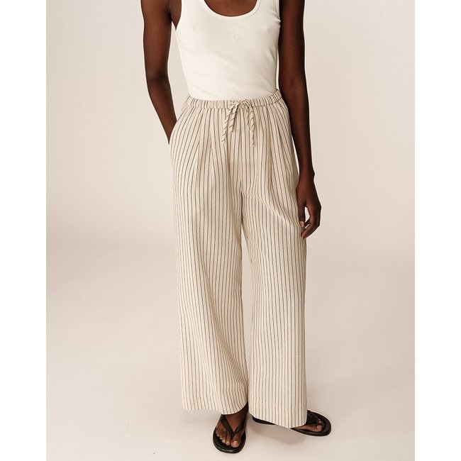 Pantaloni a righe gamba larga PERRY beige GRACE & MILA