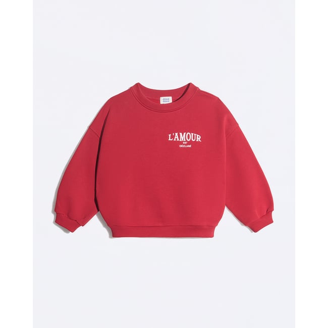 Sweat L'amour est déclaré brodé rouge crimson <span itemprop=