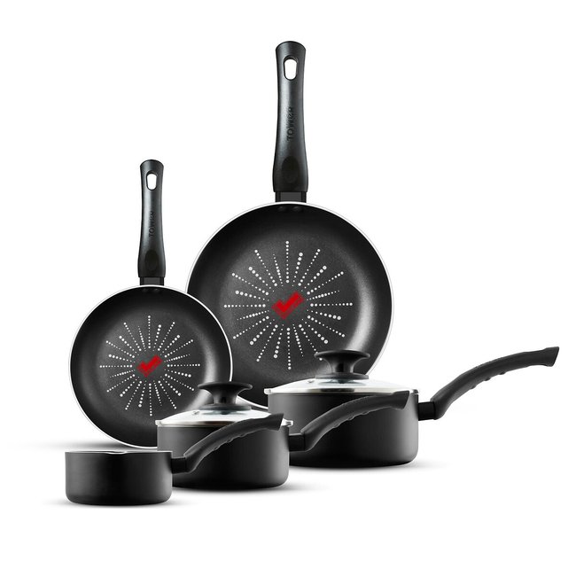 5-Piece Smart Start Classic Cookware Set, black, TOWER