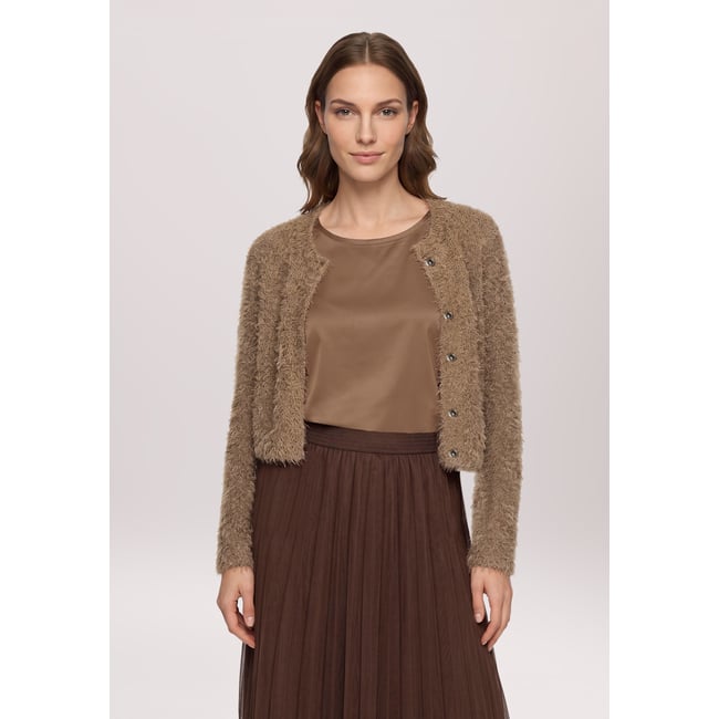 Cardigan en maille à manches longues light hazelnut <span itemprop=