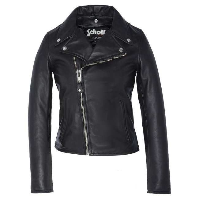 Blouson Perfecto®, cuir d'agneau noir <span itemprop=