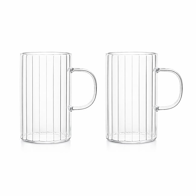 Lot de 2 tasses 35cl en verre borosilicate avec anse, LEIA Couleur transparent <span itemprop=