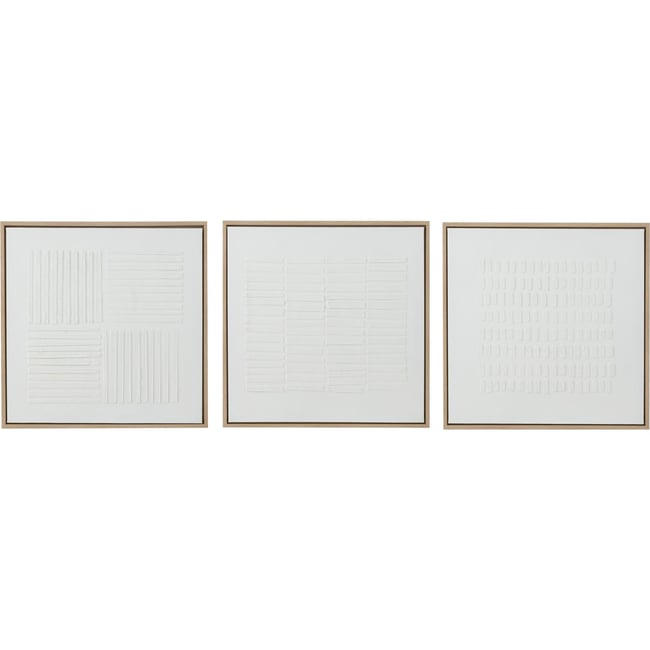 Tableau minimaliste en toile, Lot de 3 Couleur blanc et bois clair <span itemprop=
