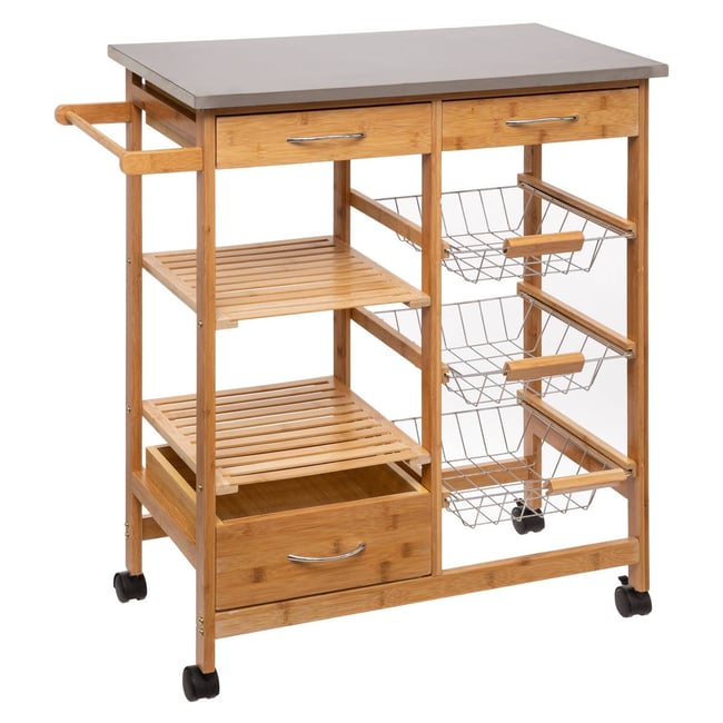 Desserte tiroirs/paniers BAMBOU Couleur beige <span itemprop=