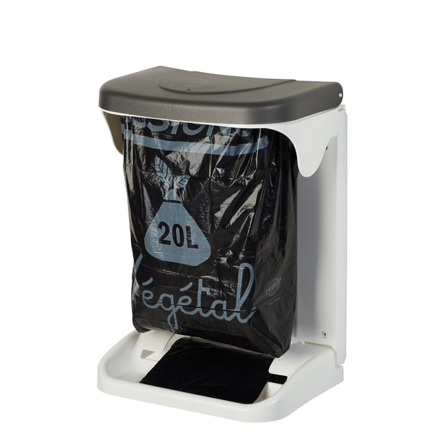 Poubelle intérieur placard cuisine 20L avec dérouleur de sac - INO Couleur blanc <span itemprop=