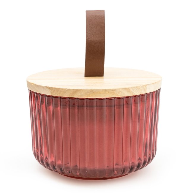 Pomegranate & Cassis Jar Candle with Wood Lid, red, SO'HOME