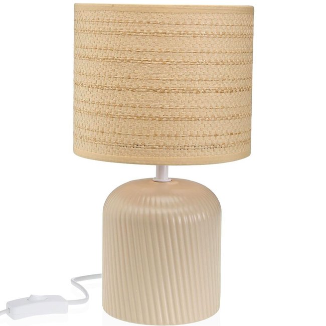 Lampe à poser céramique beige 18x18x31.5cm Couleur beige <span itemprop=