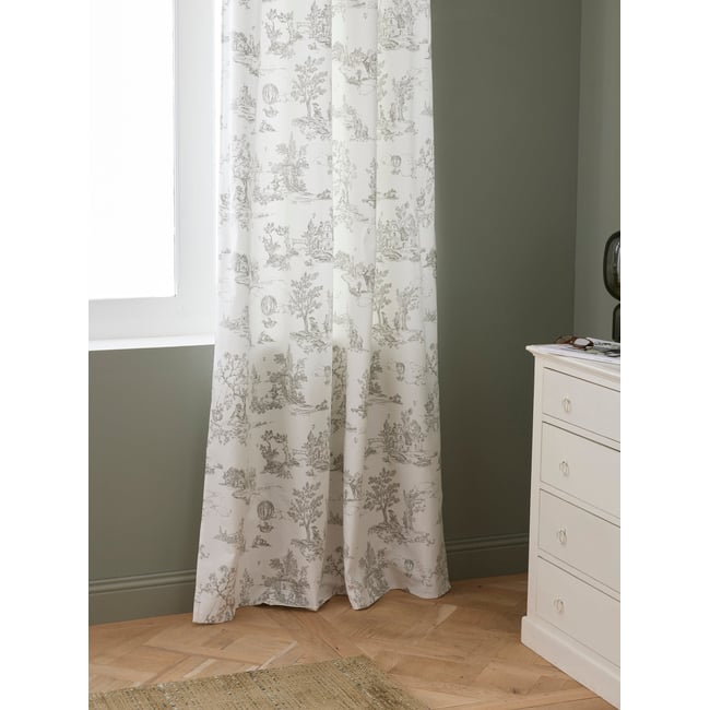 Rideau à ruflettes esprit toile de Jouy - CYRILLUS