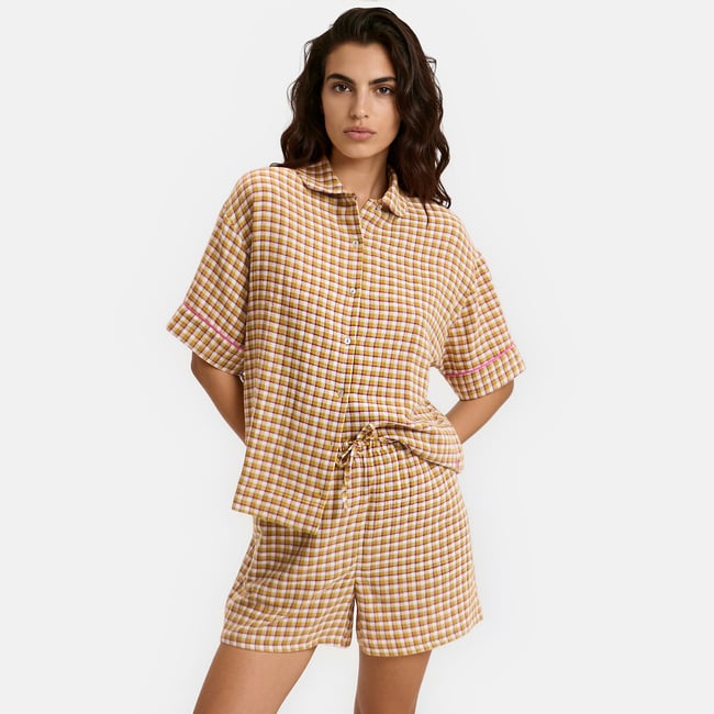 Checked Cotton Short Pyjamas, checked, LA REDOUTE COLLECTIONS