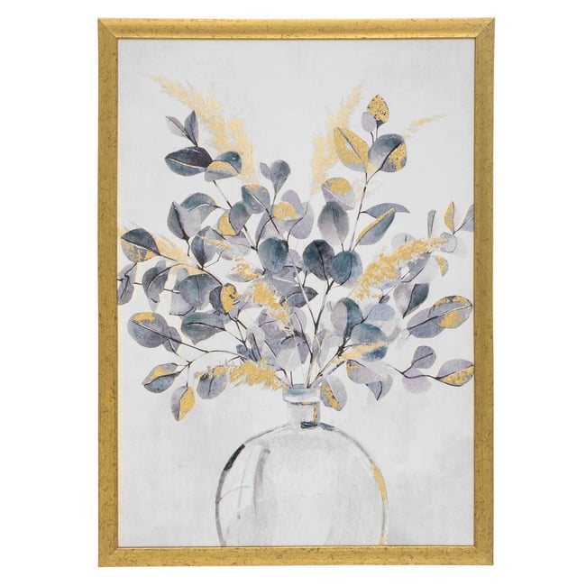 Toile imprimée FLEUR encadrée FLEURS Couleur doré <span itemprop=