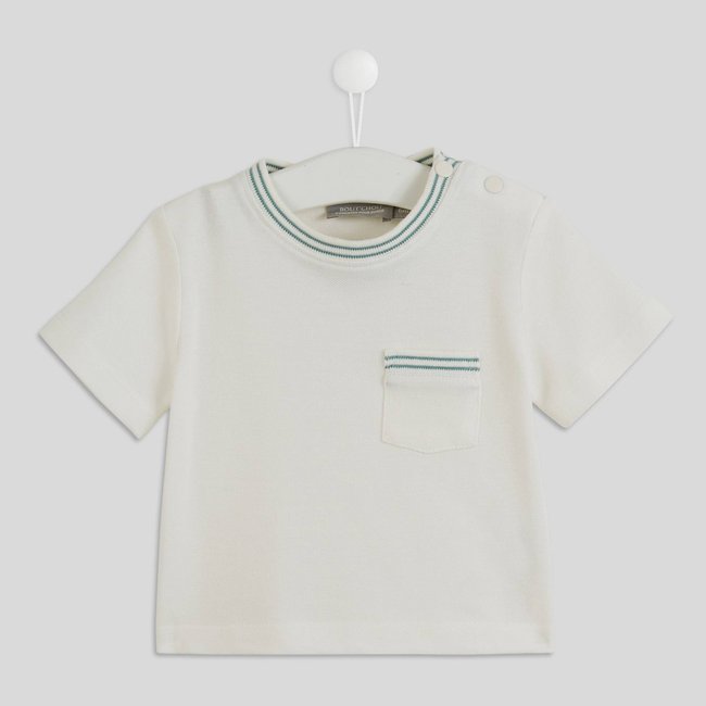 T-shirt manches courtes uni en piqué de coton BIO GOTS ecru <span itemprop=