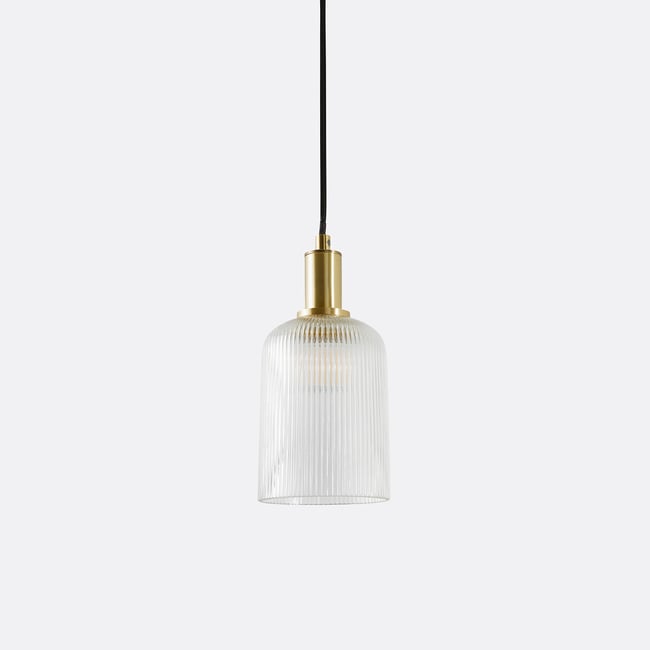 Suspension laiton et verre strié Ø10,9 cm, Bogota Couleur laiton <span itemprop=