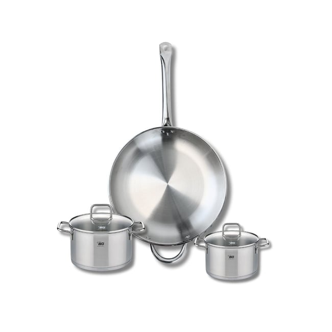 Batterie 1 poêle 32cm + 2 faitouts 14/16cm PROFI CITRIN gris <span itemprop=