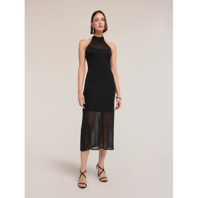 Robe fourreau avec transparences noir <span itemprop=
