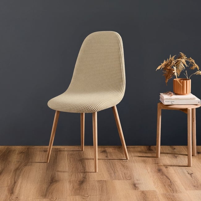 Housse de chaise scandinave extensible en polyester gaufré - DECORATIE
