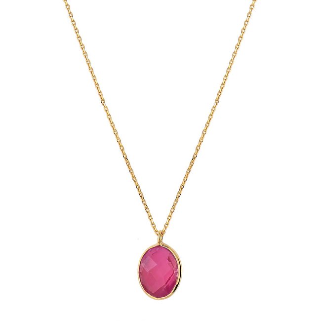 Collier onyx rose doré - serti petit modele rose <span itemprop=