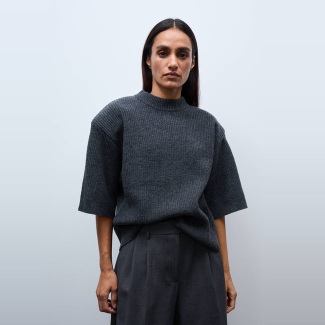 Pull manches coudes en laine avec épaulettes - MONOPRIX