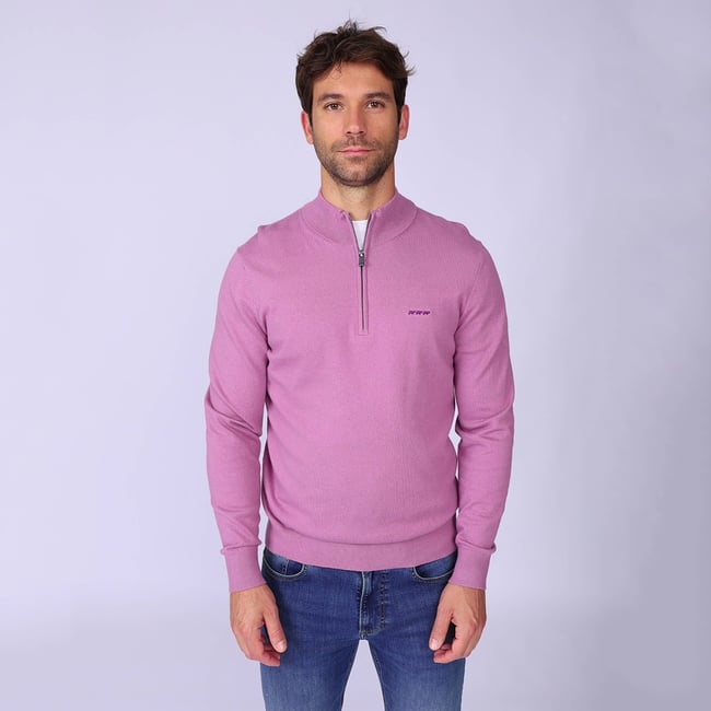 Pull col camionneur mauve <span itemprop=