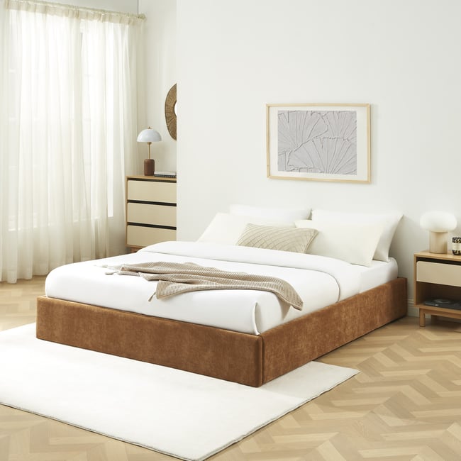 Lit coffre tissu avec sommier  IVY - BAÏTA