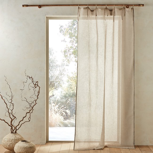 Voilage voile de lin Delhia naturel <span itemprop=