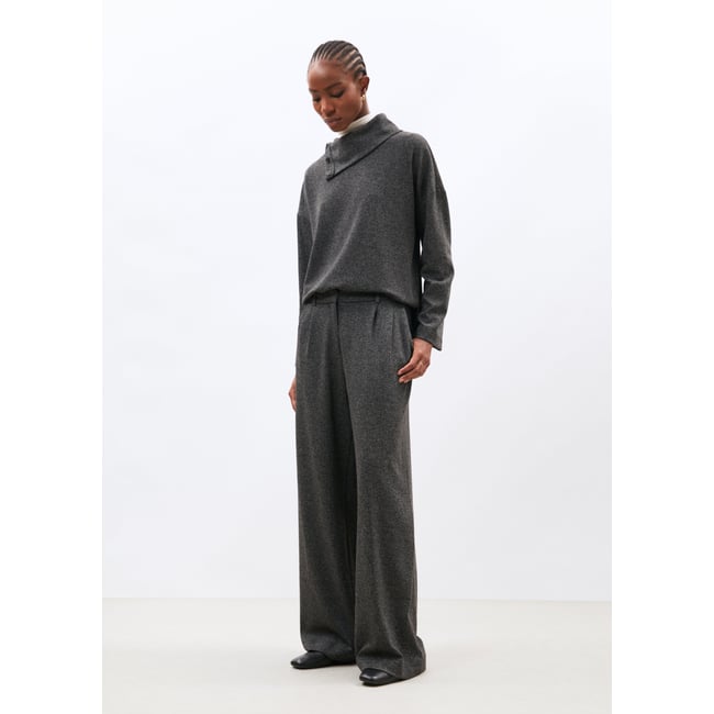 Pantalon large en jersey à imprimé chevrons anthracite <span itemprop=