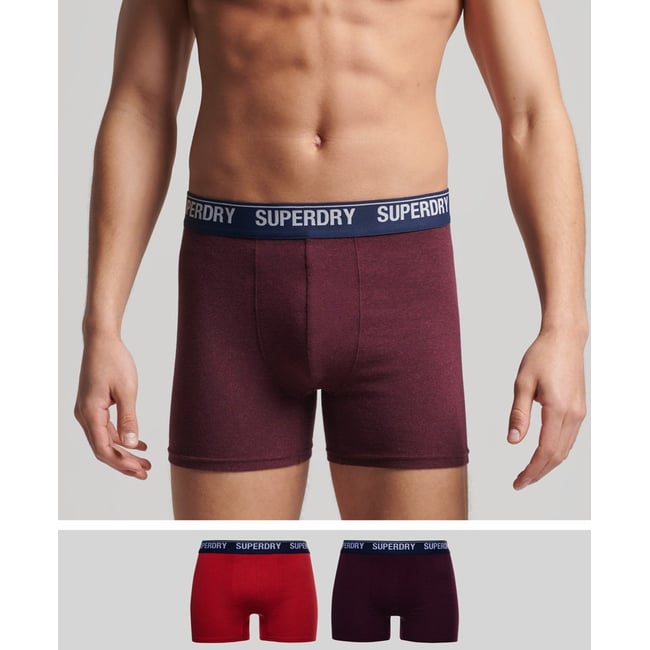 Lot de deux caleçons en coton biologique bordeaux/rouge <span itemprop=