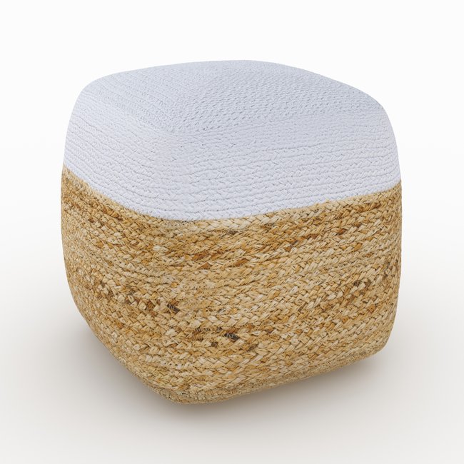 Pouf en jute et D40 cm - BILLY Couleur beige <span itemprop=