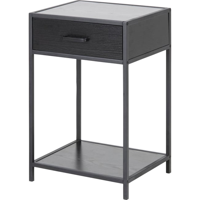 Table de chevet métal à tiroir SEAFORD Couleur noir <span itemprop=