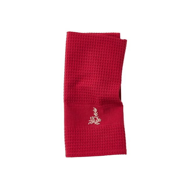 Torchon coton nid d'abeille Veillée burgundy VEILLÉE burgundy <span itemprop=
