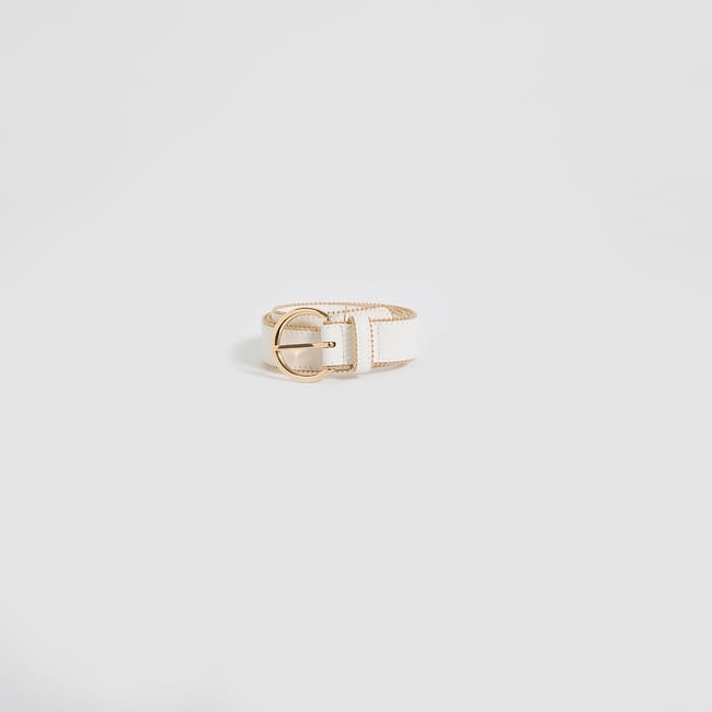 Ceinture bords perlés blanc cassé blanc <span itemprop=
