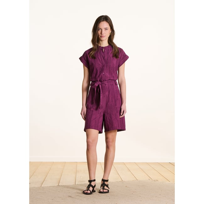 Combishort manches courtes en broderie anglaise - LA FEE MARABOUTEE