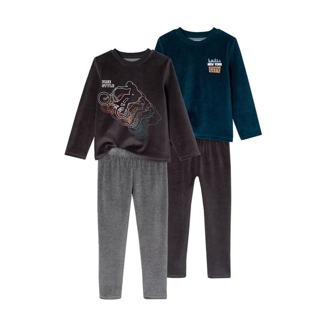 Lot de 2 pyjamas anthracite <span itemprop=