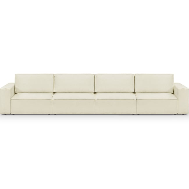 Canapé convertible 7 places en tissu bouclé - HARPER MOD Couleur ecru <span itemprop=