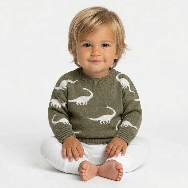 Pull bébé - Très bon état vert <span itemprop=