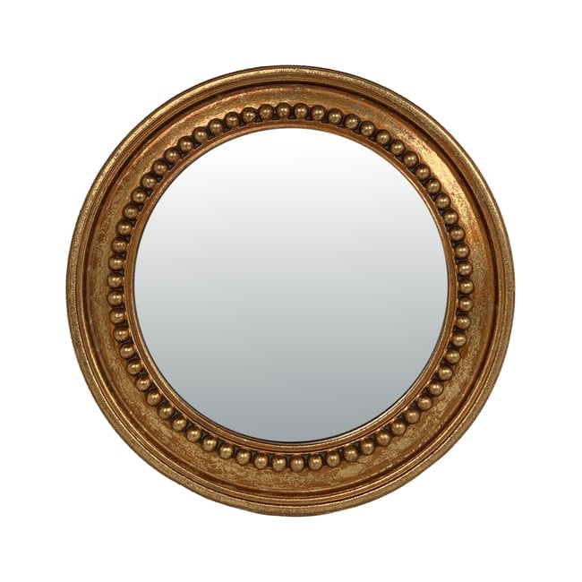 Miroir perle rond 16.5cm Couleur or <span itemprop=