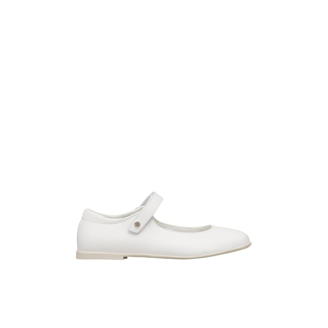 Ballerines en cuir avec scratch DARLING blanc- <span itemprop=