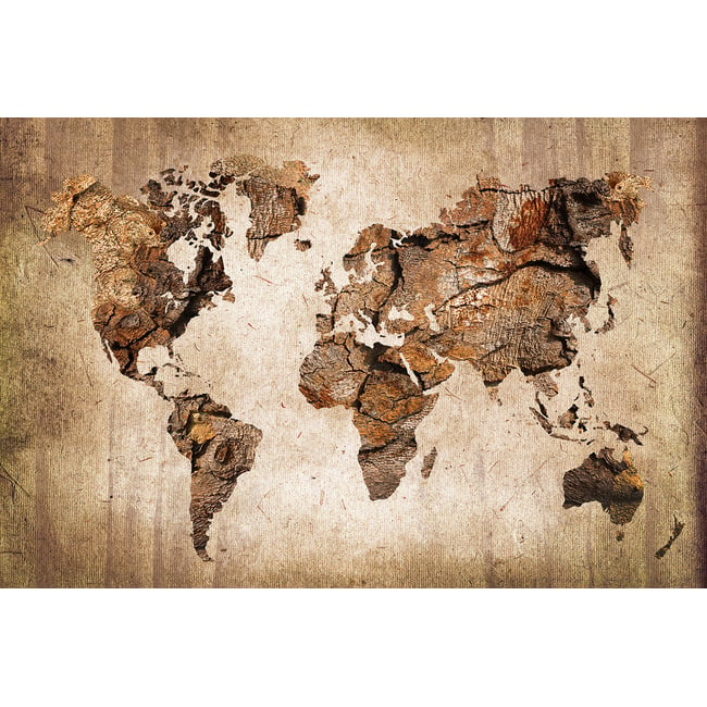 Tableau carte du monde effet bois - HEXOA