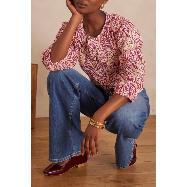 Blouse SARAH en coton violet <span itemprop=