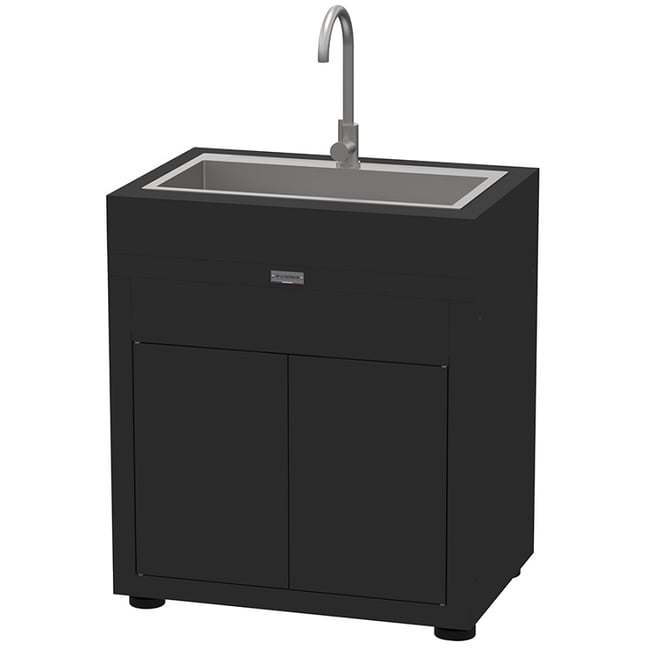 Meuble évier pour cuisine extérieure  - Noir v002228 <span itemprop=