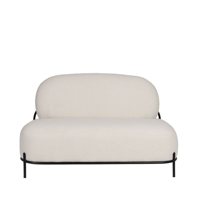 Canapé 2 places en tissu bouclette- POLLY Couleur blanc ivoire <span itemprop=
