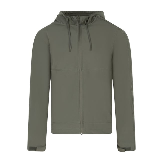 Blouson vert à coupe ajustée pourvu d'un col à capuche avec cordon de serrage vert <span itemprop=